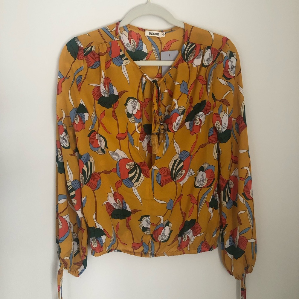 Beautifully soft deep yellow floral top